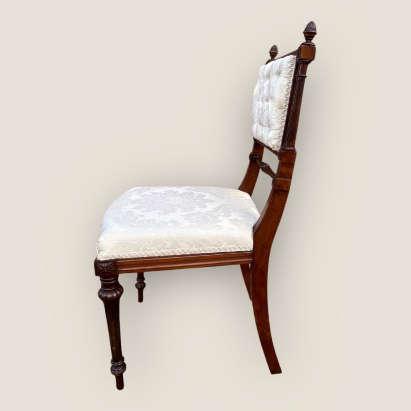 Antique Victorian Carved Mahogany 4 White Dining Chairs Turner & Son Liverpool