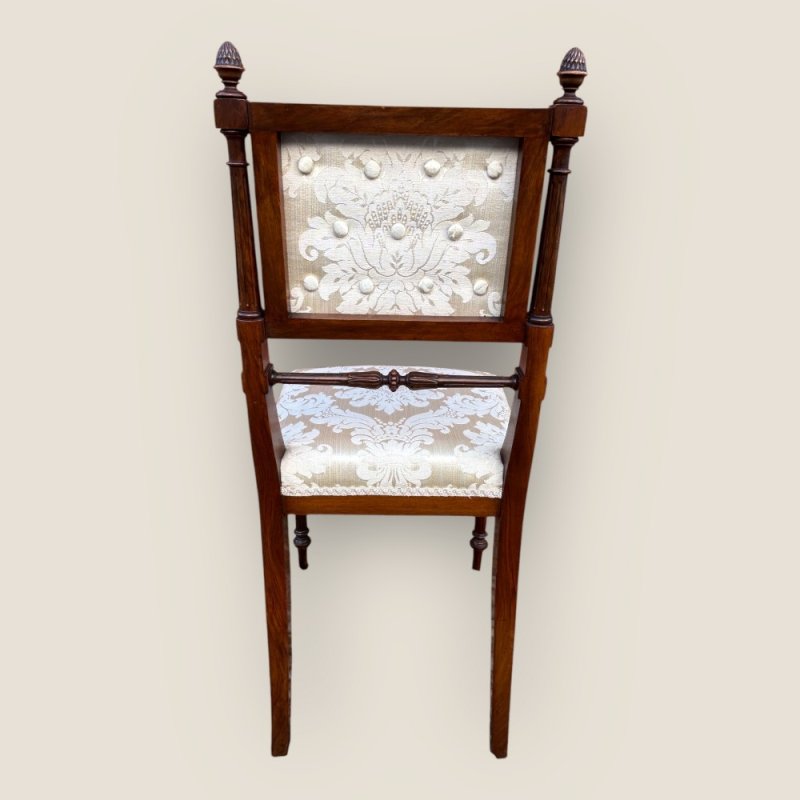 Antique Victorian Carved Mahogany 4 White Dining Chairs Turner & Son Liverpool