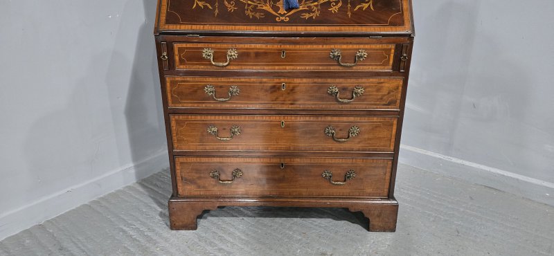 Georgian Inlaid Bureau Bookcase