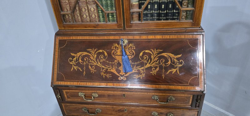 Georgian Inlaid Bureau Bookcase