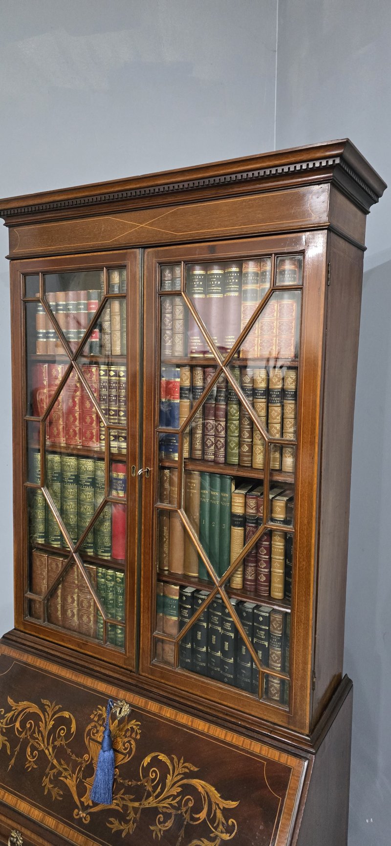 Georgian Inlaid Bureau Bookcase