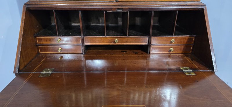 Georgian Inlaid Bureau Bookcase