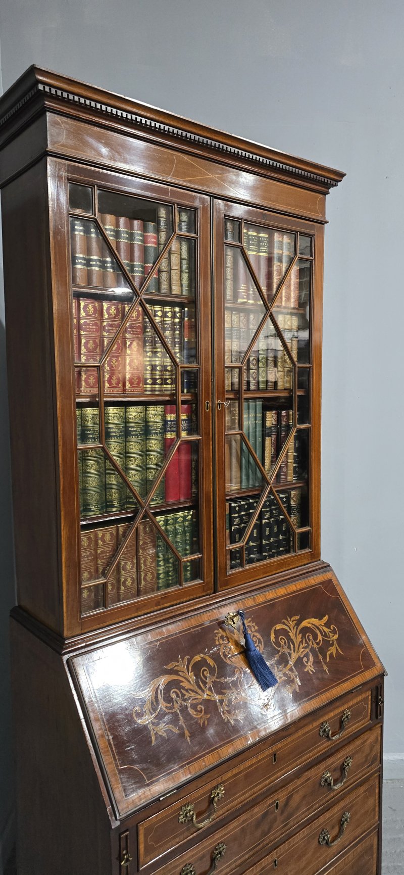Georgian Inlaid Bureau Bookcase