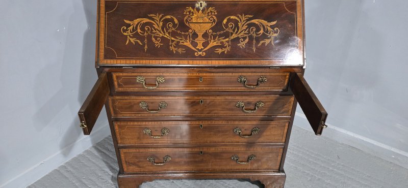 Georgian Inlaid Bureau Bookcase