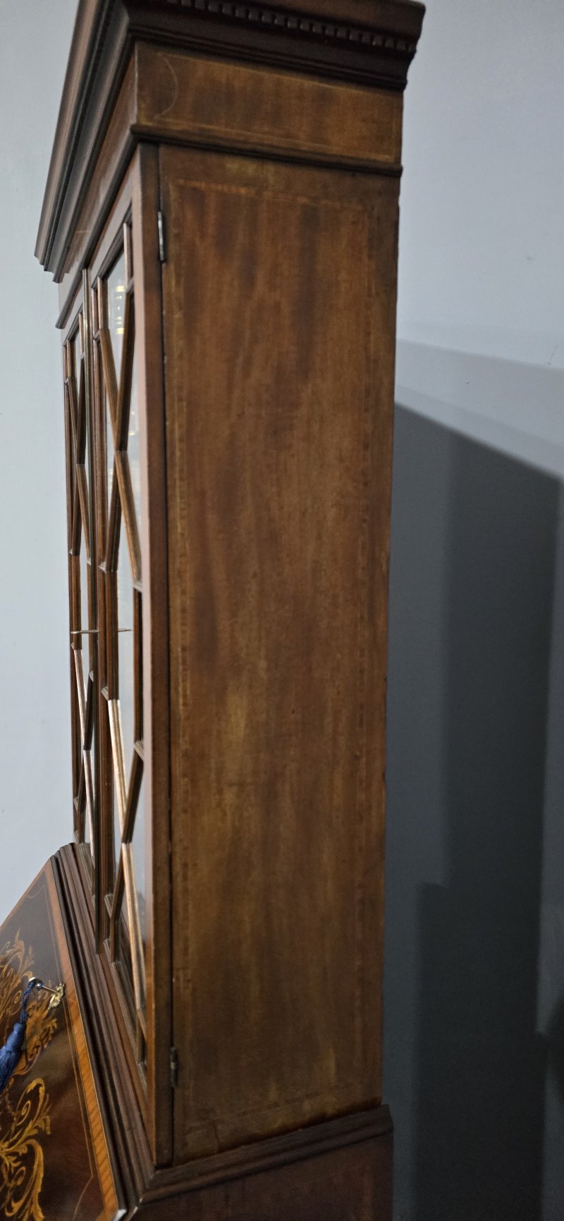 Georgian Inlaid Bureau Bookcase