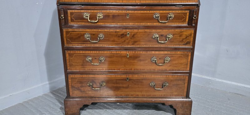 Georgian Inlaid Bureau Bookcase