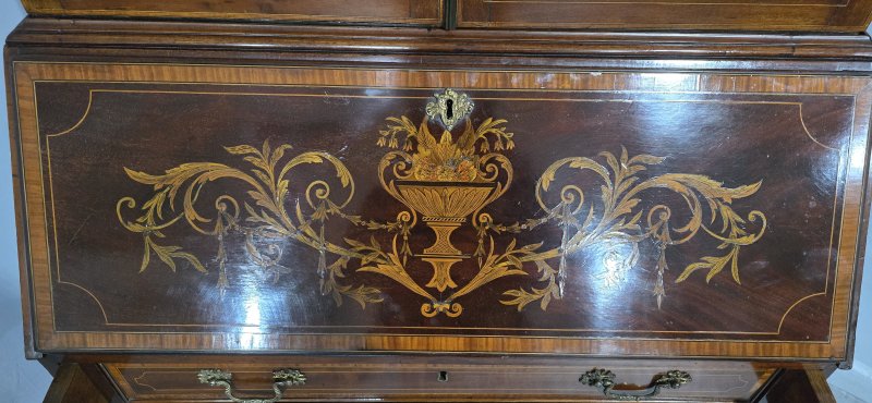 Georgian Inlaid Bureau Bookcase