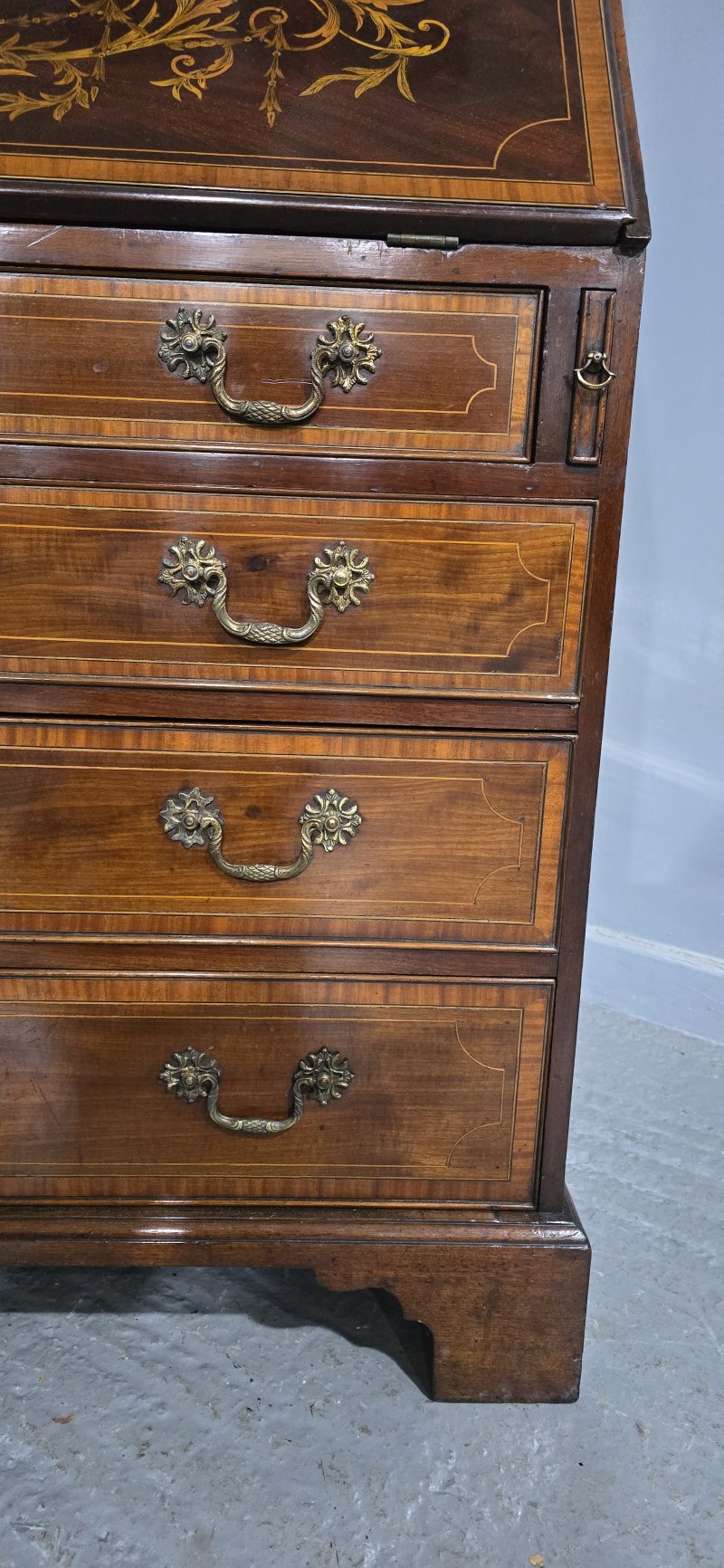 Georgian Inlaid Bureau Bookcase