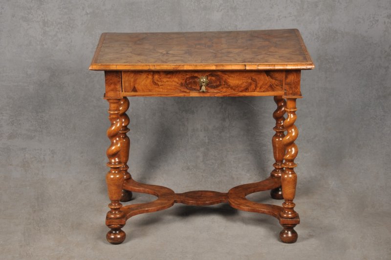 Rare 17th Century Olive Wood Oyster Side Table