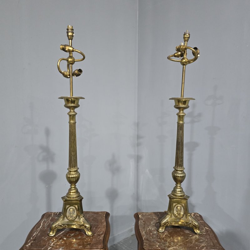 Pair Church Candlestick Table Lamps