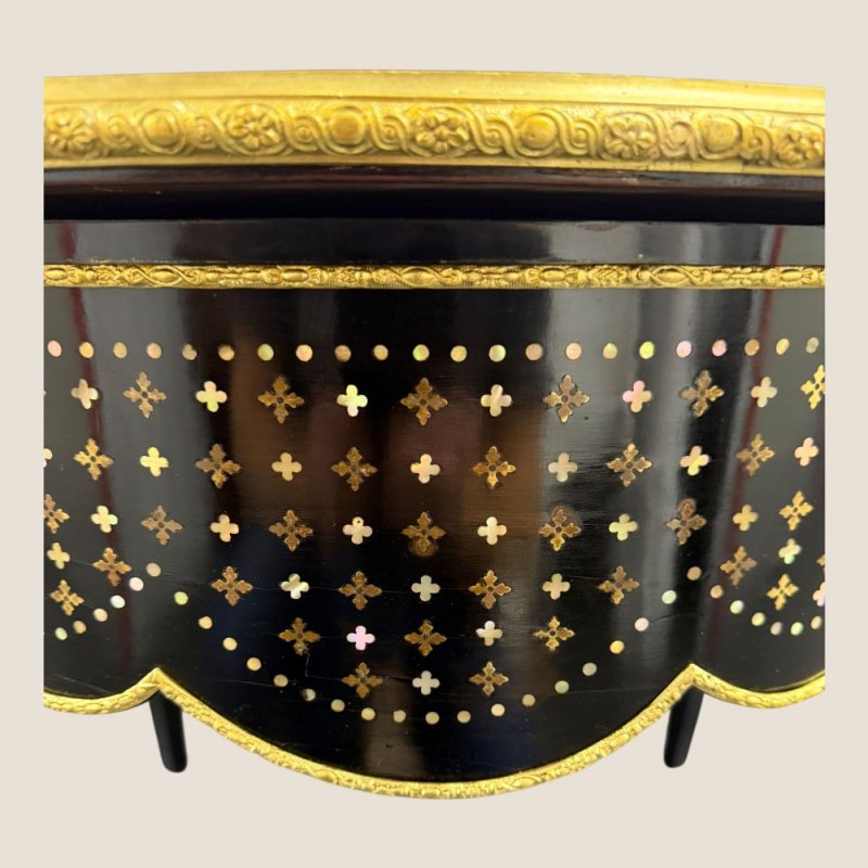 Antique Rare French Napoleon III Boulle Brass Serpentine Center Table