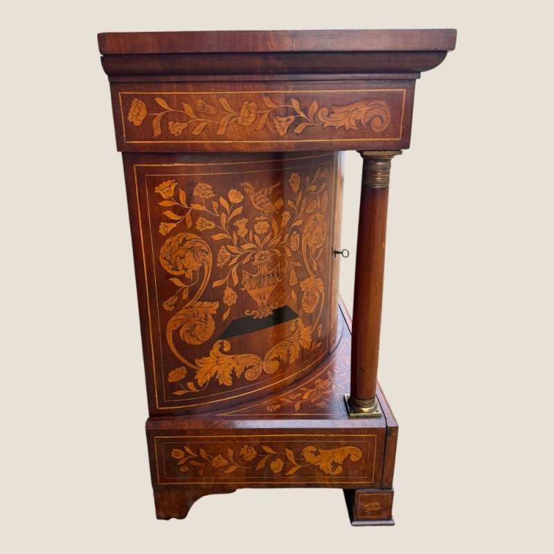 Antique 18th Century Dutch Marquetry Mahogany Console Wall Table Cabinet
