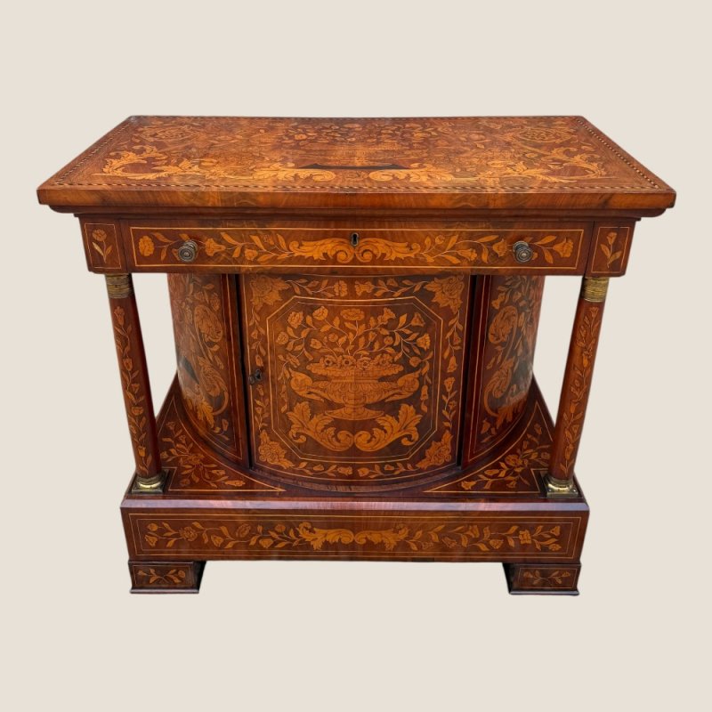 Antique 18th Century Dutch Marquetry Mahogany Console Wall Table Cabinet