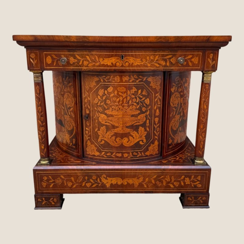 Antique 18th Century Dutch Marquetry Mahogany Console Wall Table Cabinet