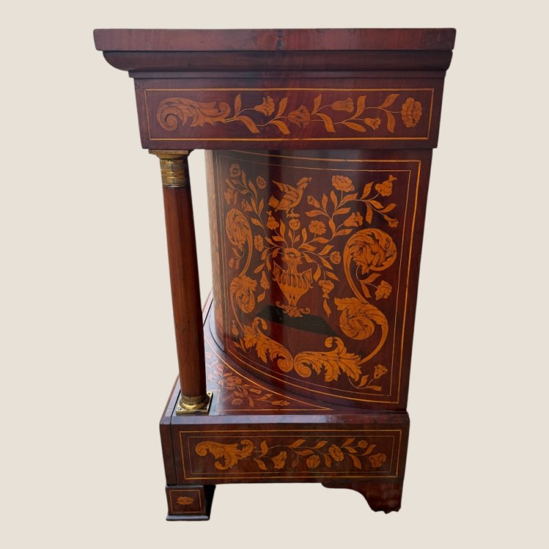 Antique 18th Century Dutch Marquetry Mahogany Console Wall Table Cabinet