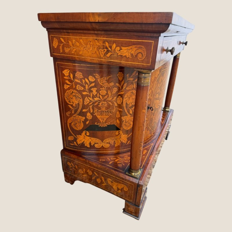Antique 18th Century Dutch Marquetry Mahogany Console Wall Table Cabinet