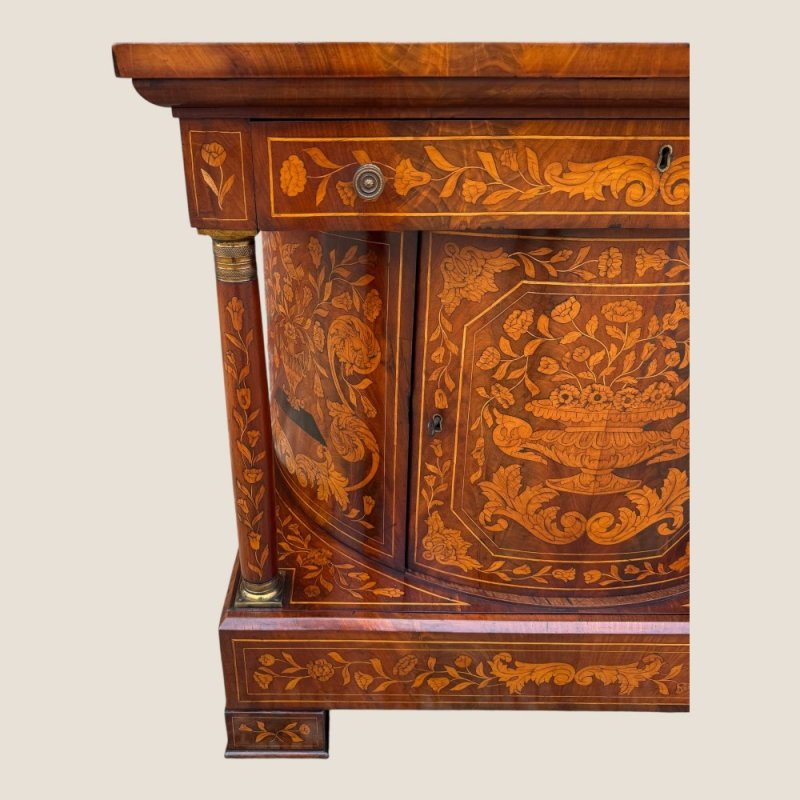 Antique 18th Century Dutch Marquetry Mahogany Console Wall Table Cabinet