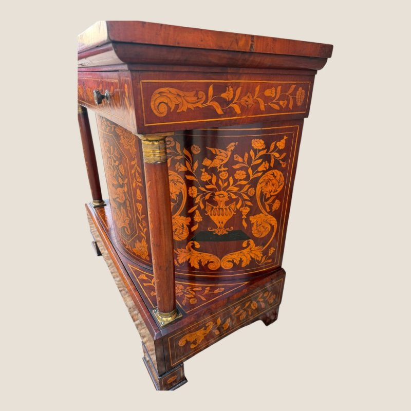 Antique 18th Century Dutch Marquetry Mahogany Console Wall Table Cabinet