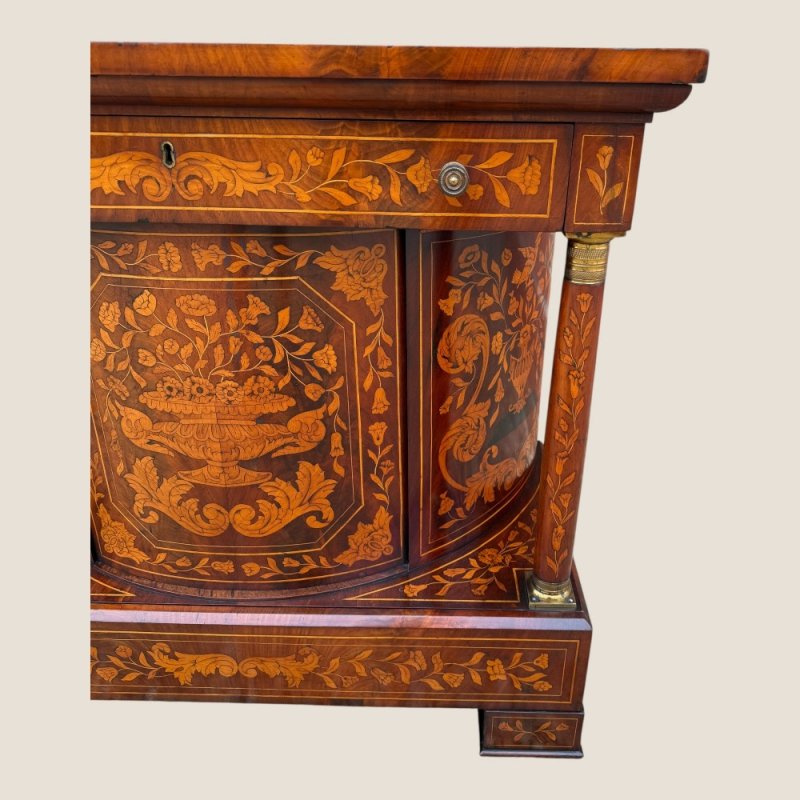 Antique 18th Century Dutch Marquetry Mahogany Console Wall Table Cabinet