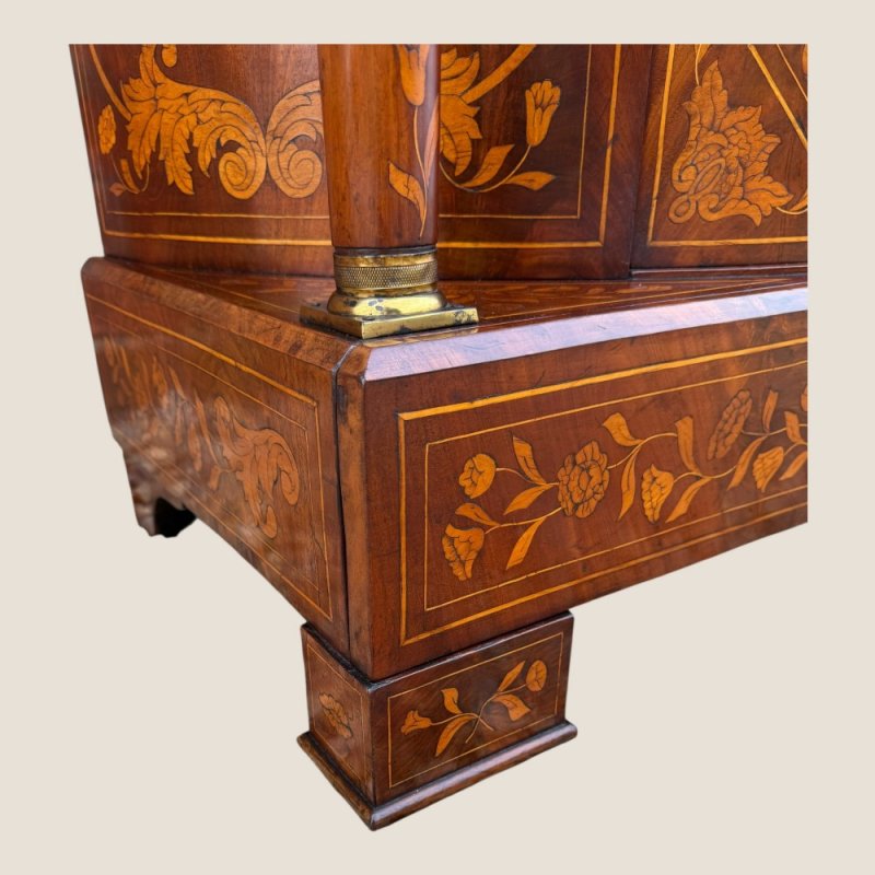 Antique 18th Century Dutch Marquetry Mahogany Console Wall Table Cabinet