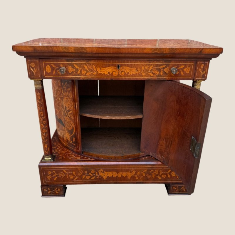 Antique 18th Century Dutch Marquetry Mahogany Console Wall Table Cabinet