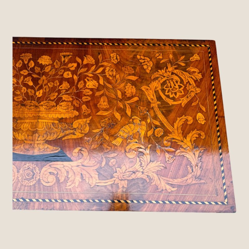 Antique 18th Century Dutch Marquetry Mahogany Console Wall Table Cabinet