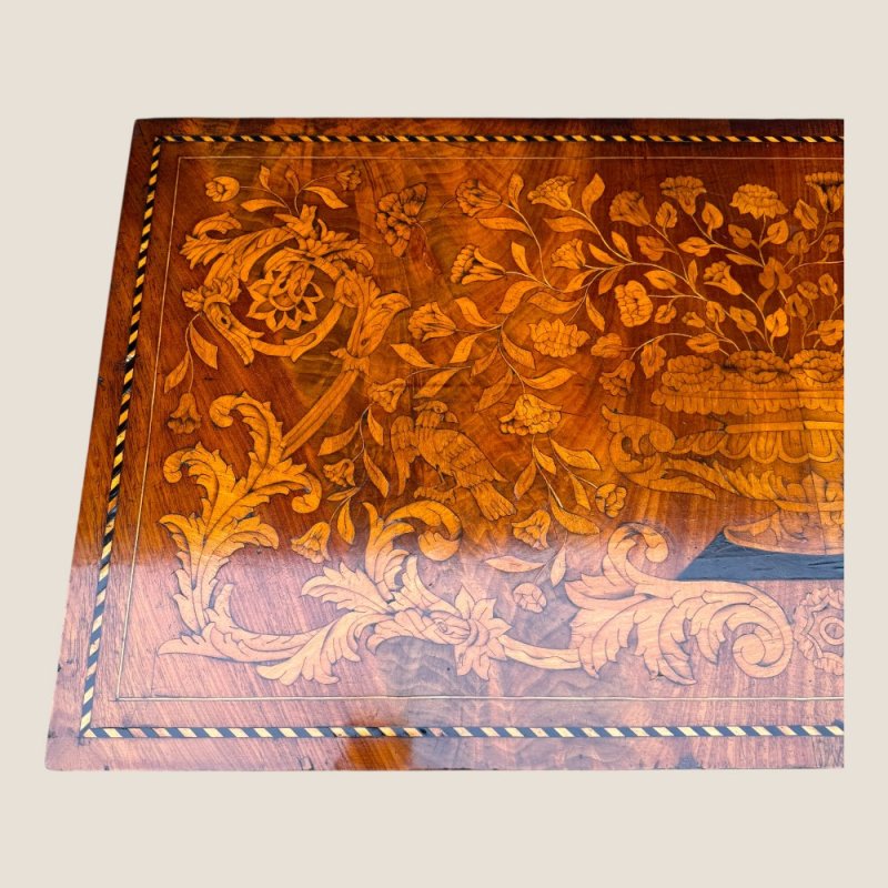 Antique 18th Century Dutch Marquetry Mahogany Console Wall Table Cabinet