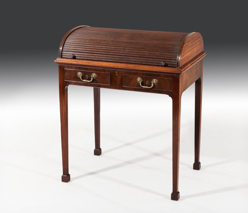 George III Chippendale Period Tambour Writing Table