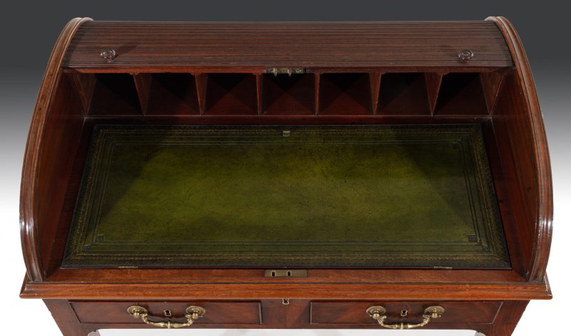 George III Chippendale Period Tambour Writing Table