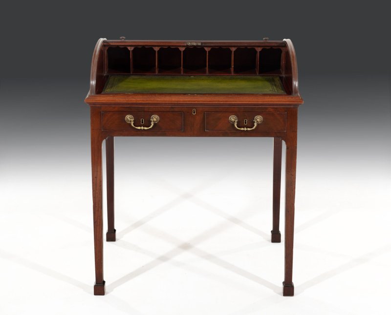 George III Chippendale Period Tambour Writing Table