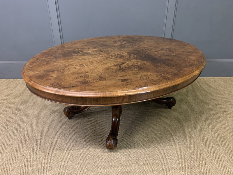 Large Sized Victorian Burr Walnut Coffee Table