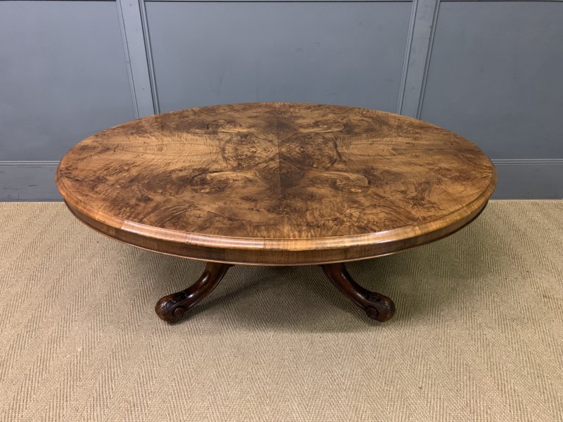 Large Sized Victorian Burr Walnut Coffee Table