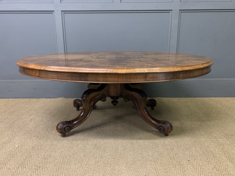 Large Sized Victorian Burr Walnut Coffee Table