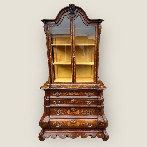 Edwards & Roberts Dutch Marquetry Display Cabinet On Chest