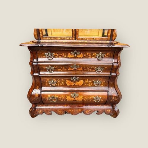 Edwards & Roberts Dutch Marquetry Display Cabinet On Chest