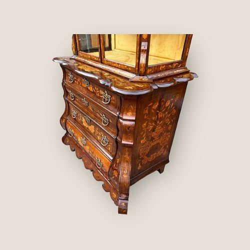 Edwards & Roberts Dutch Marquetry Display Cabinet On Chest