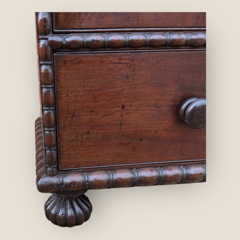 Antique 19th Century Padouk Anglo-indian Campaign Secretaire Chest & Cupboard