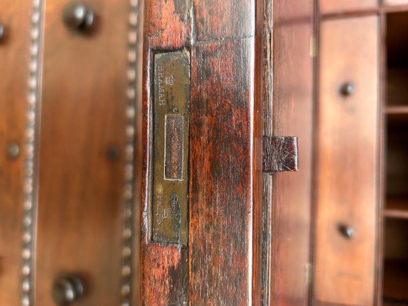 Antique 19th Century Padouk Anglo-indian Campaign Secretaire Chest & Cupboard