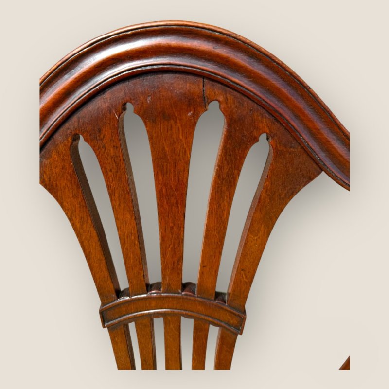 Antique Georgian Hepplewhite Period Upholstered Mahogany Shield Back Carver Chair
