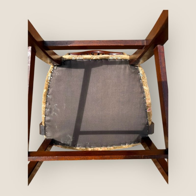 Antique Georgian Hepplewhite Period Upholstered Mahogany Shield Back Carver Chair