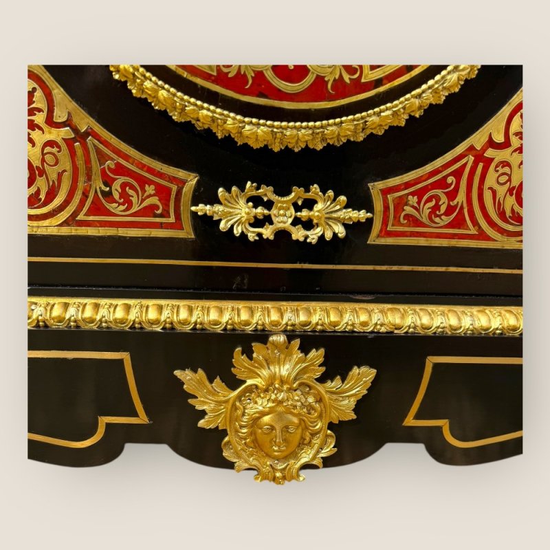 Antique French Napoleon III Ebonised Tortoiseshell Boulle & Marble Pier Cabinet