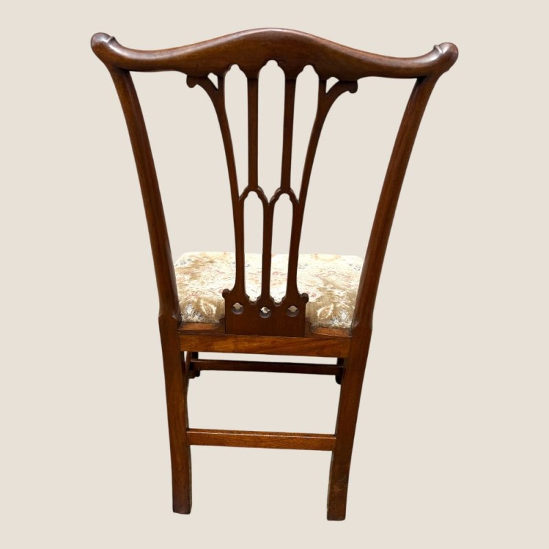 Antique Georgian Chippendale Period Mahogany & Floral Upholstered Carved Chair