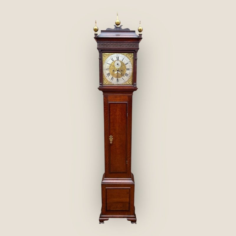 18th Century Oak 8 Day Grandfather Clock By Richard Houton (working)