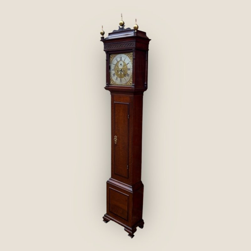 18th Century Oak 8 Day Grandfather Clock By Richard Houton (working)