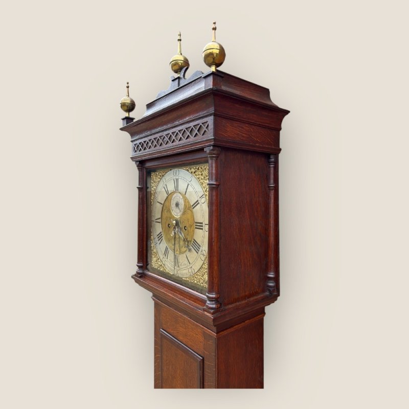 18th Century Oak 8 Day Grandfather Clock By Richard Houton (working)
