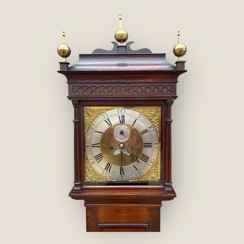 18th Century Oak 8 Day Grandfather Clock By Richard Houton (working)