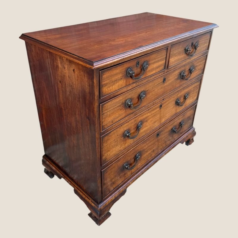Antique George III 1790 Mahogany & Brass Chest Of 5 Drawers By J Moorcroft