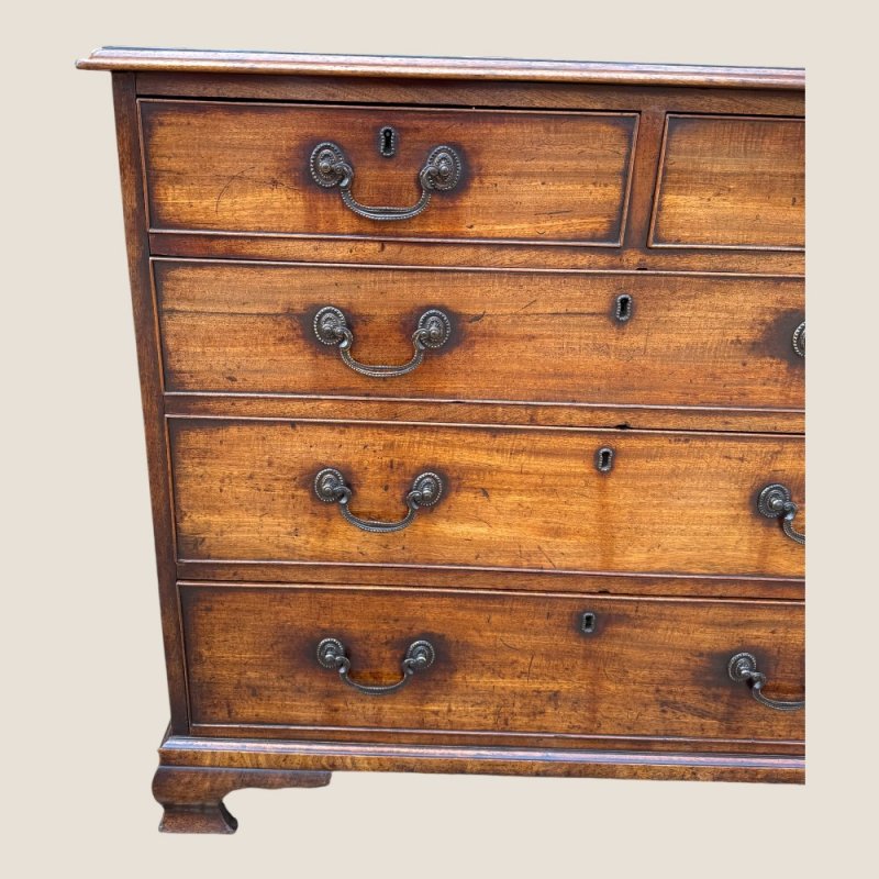 Antique George III 1790 Mahogany & Brass Chest Of 5 Drawers By J Moorcroft