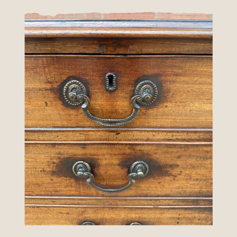 Antique George III 1790 Mahogany & Brass Chest Of 5 Drawers By J Moorcroft