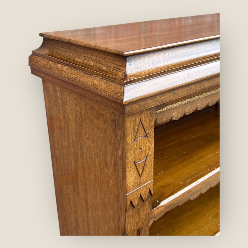 Antique Aesthetic Style Large Late Victorian Golden Oak 4 Shelves Open Bookcase